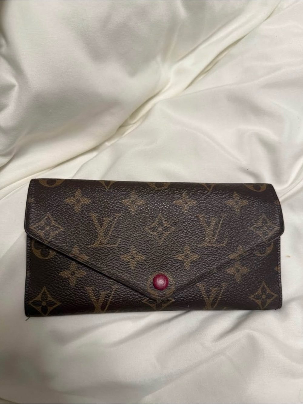 Louis Vuitton Monogram Envelope Wallet in Brown with Red Snap